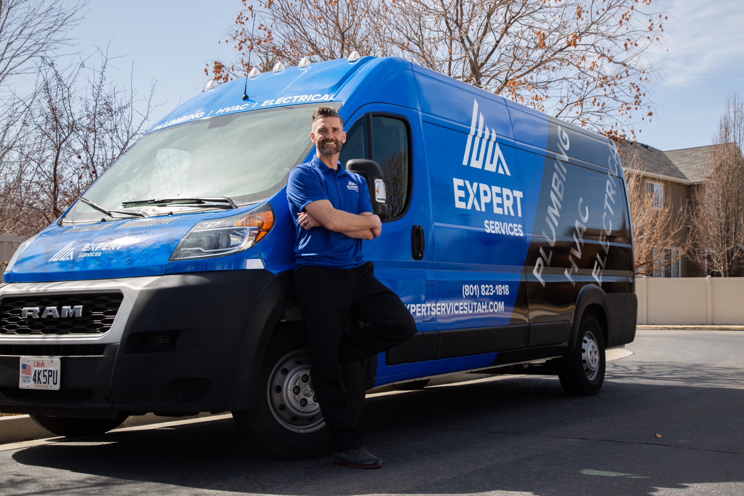 person in front of van