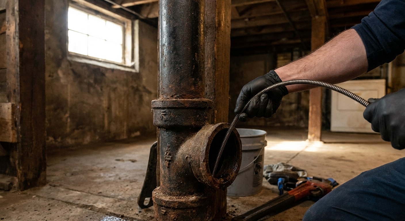 Drain cleaning for homes with cast iron pipes