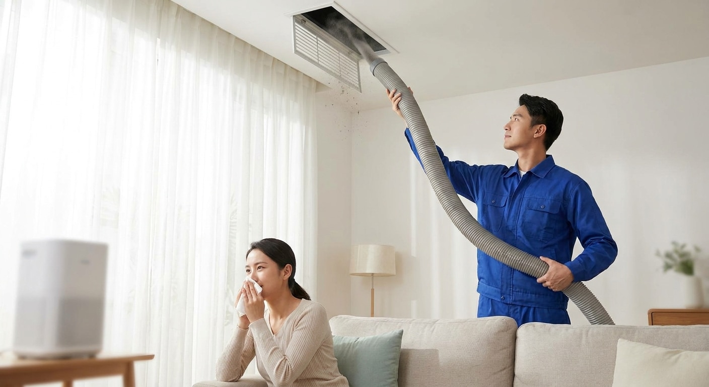 Duct cleaning for allergy relief at home