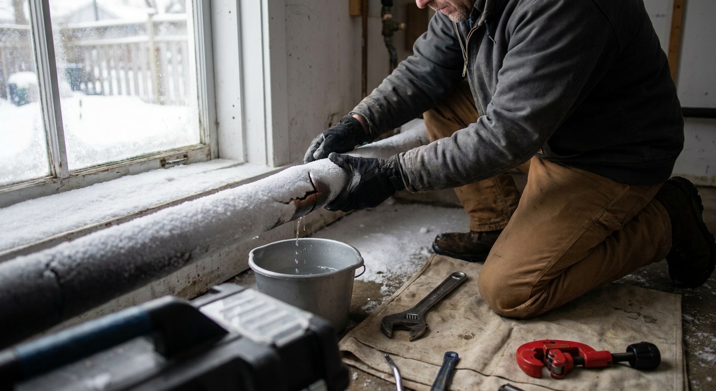 Emergency plumber for burst pipes in winter