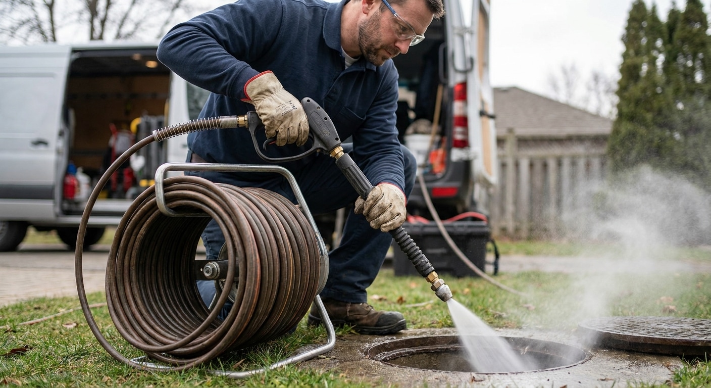 Hydro jetting for stubborn drain clogs
